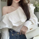 ホワイト | シャツ ブラウス 長袖 トップス オフショルダー カットソー レディース | TwoGates