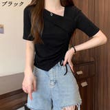 ブラック | カットソー Tシャツ 半袖 トップス カジュアル シンプル レディース | TwoGates
