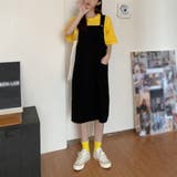 ブラック | オーバーオール デニムスカート オールインワン シンプル レディース | TwoGates