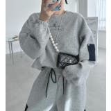 大人カジュアルクルーネックプリントトレーナーひもがあるパンツ2点セットアップ | Ulysses | 詳細画像1 