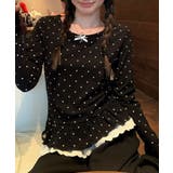 フリル長袖ドット柄Tシャツ | Ulysses | 詳細画像1 