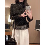 ドット柄ハーフネック切り替えレースTシャツ | Ulysses | 詳細画像5 