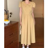 イエロー | リボンダブルブレストパフスリーブ半袖ワンピース | Ulysses