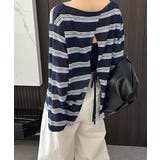バック中空ボーダー柄Tシャツ | Ulysses | 詳細画像1 