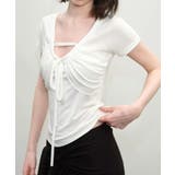 ホワイト | リボンVネック半袖Tシャツ | Ulysses