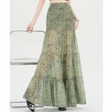 グリーン | シャーリングティアードプリントスカート | Ulysses