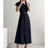 ネイビー | ベルト付きシャツワンピース | Ulysses