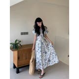 ブルー | プリントウエストマークワンピース | Ulysses