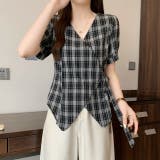 Vネックチェック柄ブラウス | Ulysses | 詳細画像6