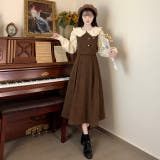 ブラウン | 襟付きフェイクレイヤードワンピース | Ulysses