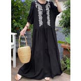 刺繍ベルト付き半袖ノーカラーリラックスワンピース | Ulysses | 詳細画像1