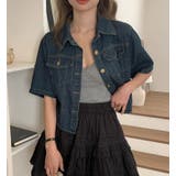 ダークブルー | ポケット半袖襟付きデニムトップス | Ulysses