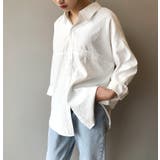 ホワイト | オーバーサイズ襟付き長袖シングルブレストポケット付き無地シャツ | Ulysses