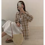 ベージュ | 大人カジュアル襟付きシングルブレストポケット付きチェック柄シャツ | Ulysses