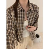 ブラウン | 大人カジュアル襟付きシングルブレストポケット付きチェック柄シャツ | Ulysses