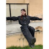 ブラック | 襟付きシングルブレストポケット付き無地デニム2点セットアップ | Ulysses