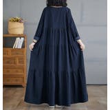 シンプルクルーネックポケット付き無地デニムワンピース | Ulysses | 詳細画像1 