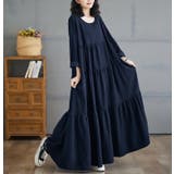 シンプルクルーネックポケット付き無地デニムワンピース | Ulysses | 詳細画像3 