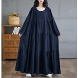 シンプルクルーネックポケット付き無地デニムワンピース | Ulysses | 詳細画像4 