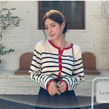 大人カジュアルクルーネックシングルブレストボーダーカーディガン | Ulysses | 詳細画像1 