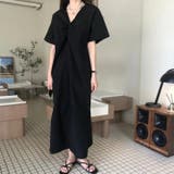 ブラック | Vネック半袖ワンピース | Ulysses
