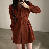 ブラウン | Vネックダブルブレストベルト付きコーデュロイワンピース | Ulysses
