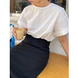 ホワイト | クルーネック半袖ボタン付きトップス | Ulysses