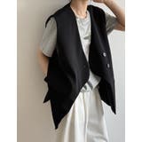 ブラック | オーバーサイズ袖なしボタン付きベスト | Ulysses