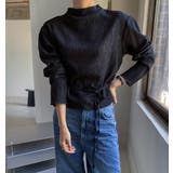 ブラック | ハーフネック長袖リボン付きチュールトップス | Ulysses