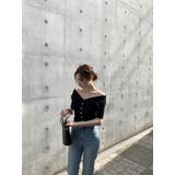 オフショルダーシングルブレスト半袖ニットトップス | Ulysses | 詳細画像7