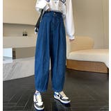 ダークブルー | ハイウエストポケット付きゴム付きデニムパンツ | Ulysses