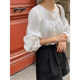 ホワイト | クルーネックシングルブレスト長袖シャツ | Ulysses