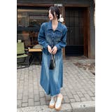 襟付きシングルブレストポケット付きデニムワンピース | Ulysses | 詳細画像2 