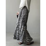 グレー | ヒョウ柄スリットゴム付きスカート | Ulysses