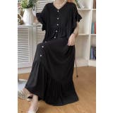 ブラック | Vネックシングルブレストポケット付きワンピース | Ulysses