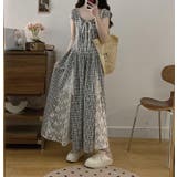 ブラック | リボンレース切り替え半袖ワンピース | Ulysses