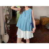 ライトブルー | フリル袖なしデニムトップス | Ulysses