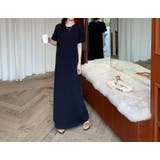 ネイビー | 半袖クルーネックロングワンピース | Ulysses