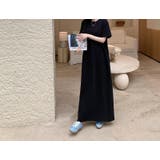 ブラック | 半袖クルーネックロングワンピース | Ulysses