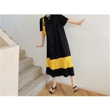 ブラック | 切り替えプリーツ半袖ロングワンピース | Ulysses