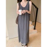 グレー | 袖なしVネックプリーツワンピース | Ulysses