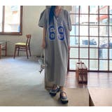 グレー | プリントVネック半袖ワンピース | Ulysses