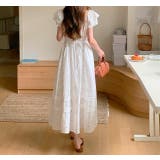 リボンスクエアネックラインドット柄ワンピース | Ulysses | 詳細画像1