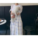 リボン切り替えチェック柄半袖ワンピース | Ulysses | 詳細画像1