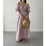 パープル | ボートネック/スクエアネックライン半袖ワンピース | Ulysses