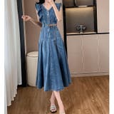 ベルト付きフリル袖なしデニムワンピース | Ulysses | 詳細画像1 