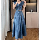 ベルト付きフリル袖なしデニムワンピース | Ulysses | 詳細画像3 