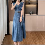 ベルト付きフリル袖なしデニムワンピース | Ulysses | 詳細画像4 