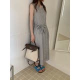 ブラック | リボン袖なしチェック柄ワンピース | Ulysses