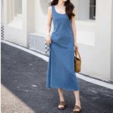 ブルー | 弾力性があるデニムベストワンピース | Ulysses